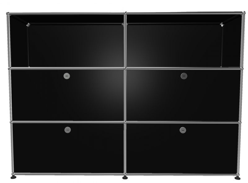 USM Haller Highboard 2 Offen / 2 Klappen / 2 Schubladen Graphitschwarz - FAST DELIVERY